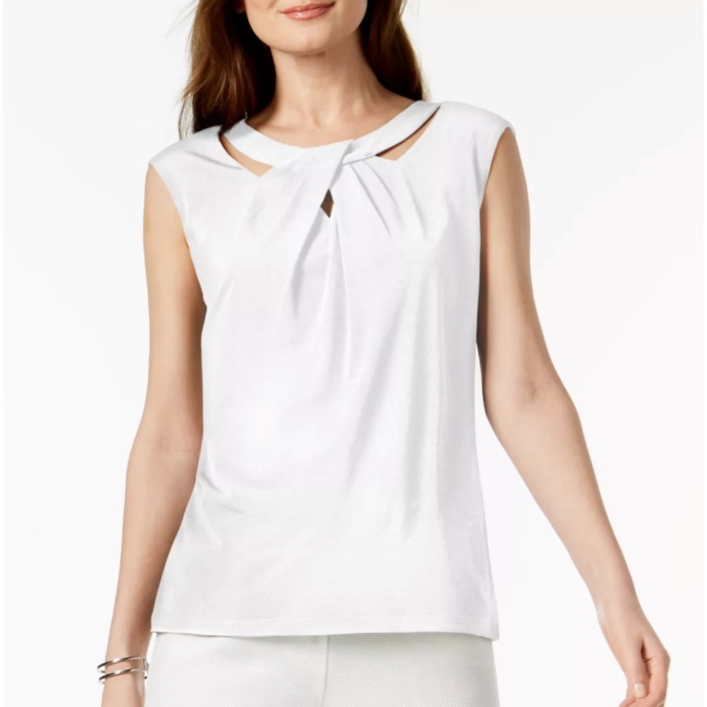 kasper crossover cut out top in white
